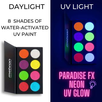 Mehron Paradise Makeup AQ - 8-Color Palette - Neon UV Glow